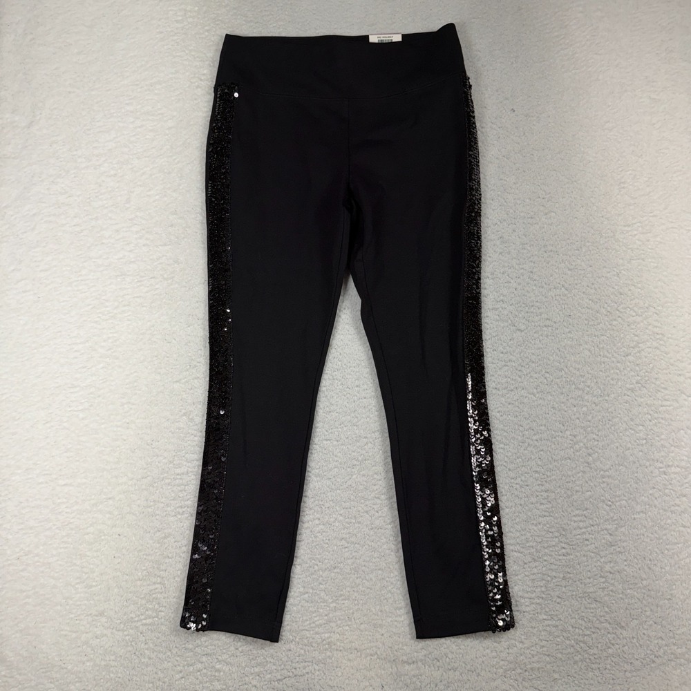 INC Holiday International Ankle Leggings Womens 6 29x25 Black High Sequins NWT